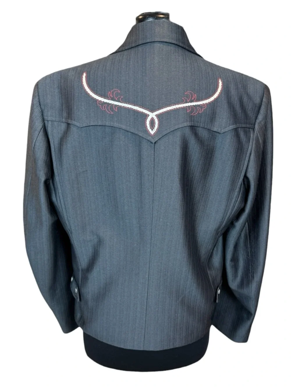 Mesquite By Niver Vintage Gunmetal Gray Embroidered Western Jacket Size 42L